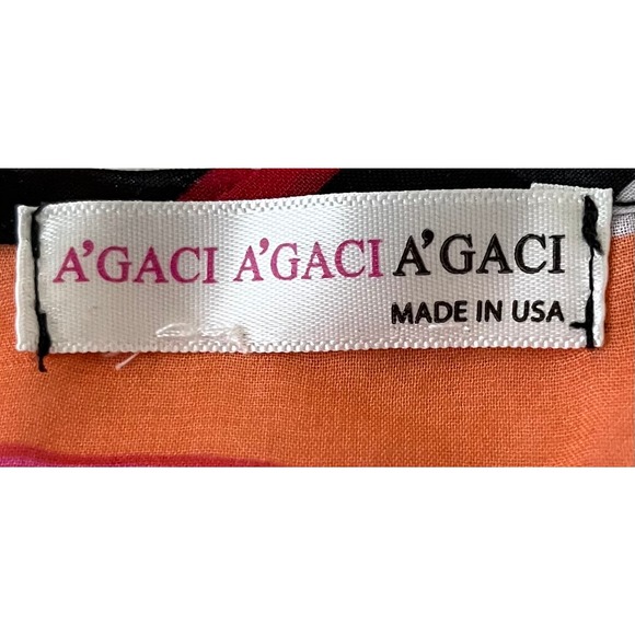 A’GACI TANK/SLEEVELESS BLOUSE, WOMENS, M, PINK ORANGE YELLOW WHITE STRIPES, TIE - Picture 10 of 10